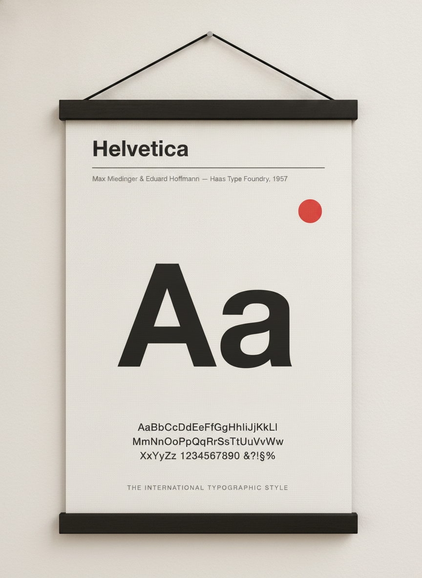 Helvetica Specimen canvas, black hanger