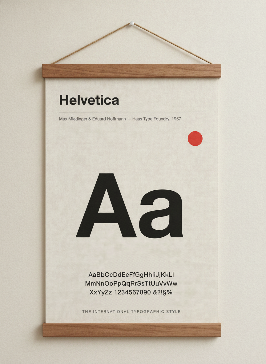 Helvetica Specimen canvas, walnut hanger
