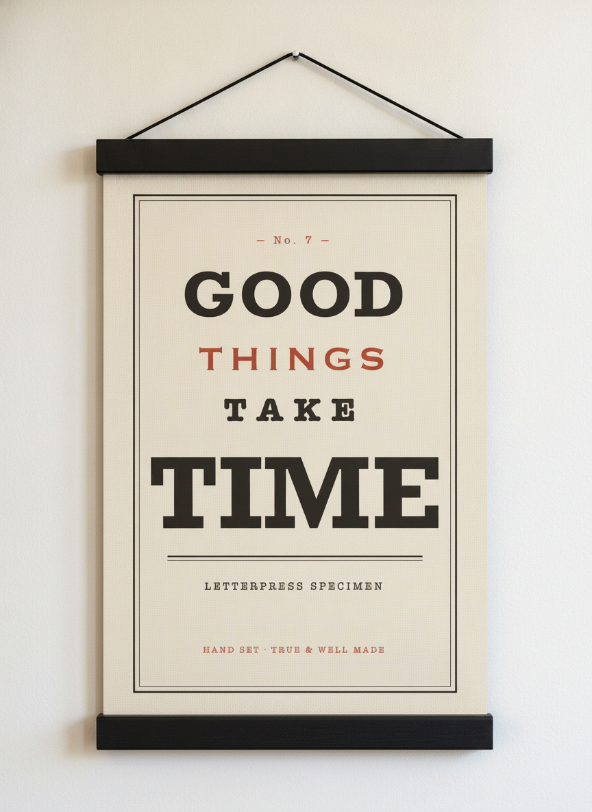Good Things Take Time canvas, black hanger