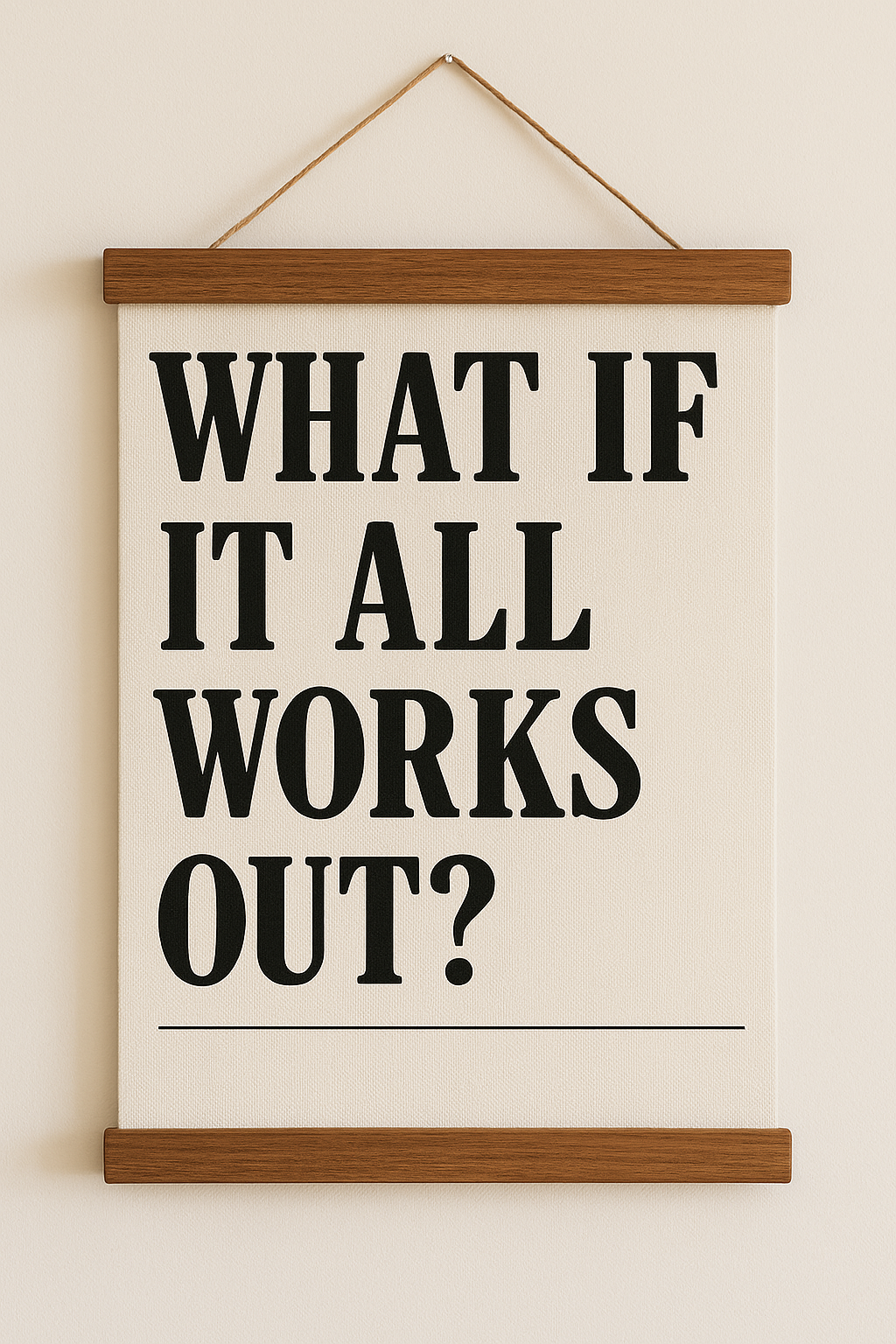 Works Out canvas, walnut hanger
